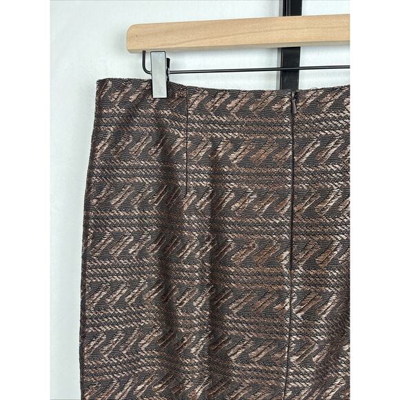 Peruvian Connection Pencil Skirt Women's 10 Brown Black Woven Timeless Textured - Picture 8 of 13